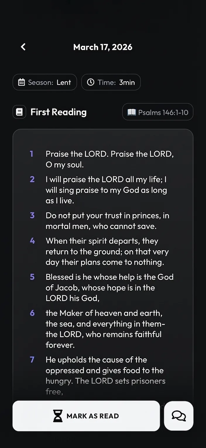 Unchaind daily Bible reading and devotional screen
